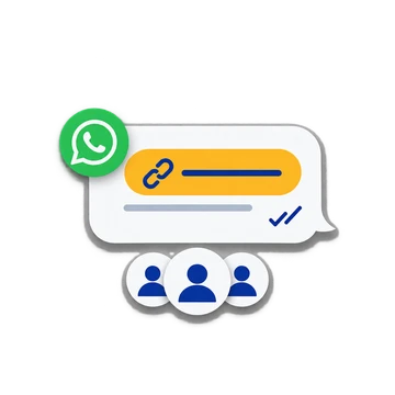 A WhatsApp message bubble containing a link, delivered to a class group of three students.